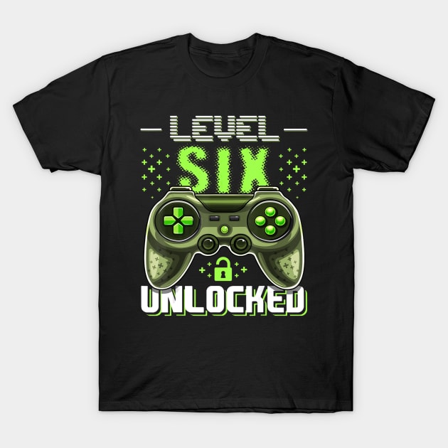 Level 6 Unlocked Video Gamer 6th Birthday Gamer Gift Boys T-Shirt by InterFish